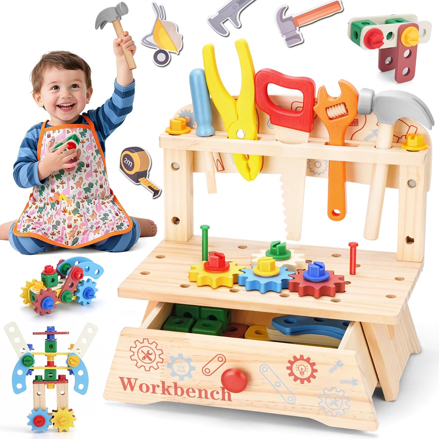 Gardening Tools Toddler - Panca per attrezzi in legno per